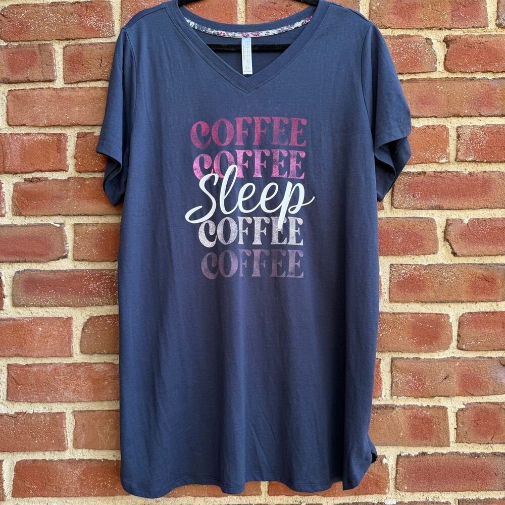 SLEEP By Cacique Women's coffee Sleep Shirt Short Sleeve Navy Size 14/16 NEW